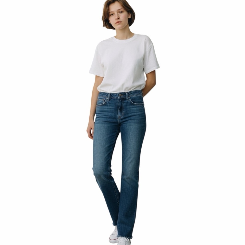 Vintage Ralph Lauren Blue Label High Rise Bootcut Jeans Raw Hem Size 27